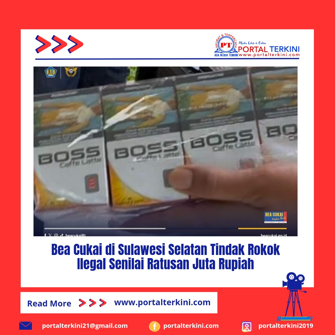 Bea Cukai di Sulawesi Selatan Tindak Rokok Ilegal Senilai Ratusan Juta Rupiah